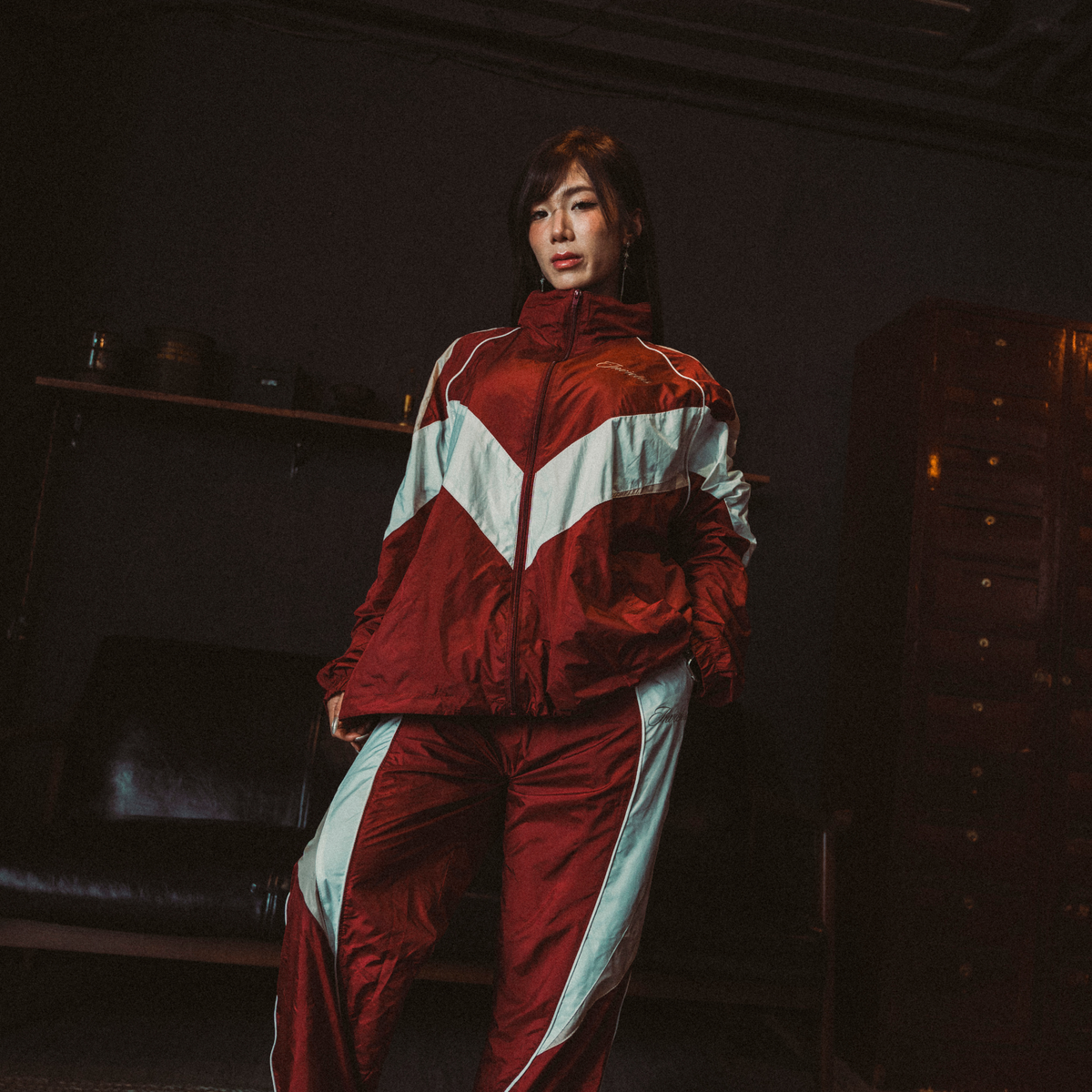 TRACK JACKET - WINE RED