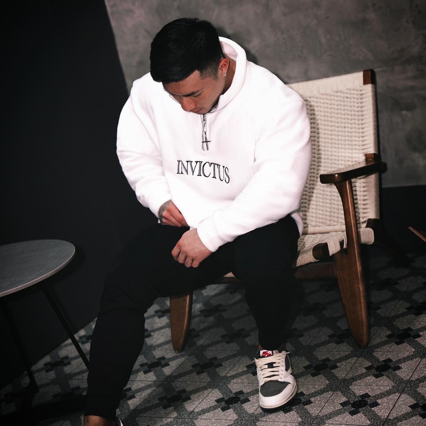 White Quarter Zip Hoodie